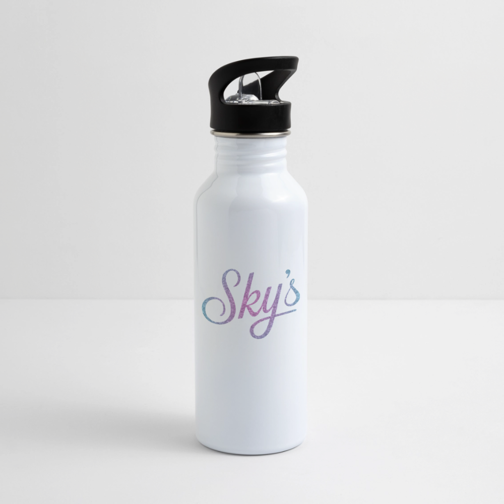Gourde aluminium Sky's original blanche 600 ml avec bouchon pipette et mousqueton pour activités plein air