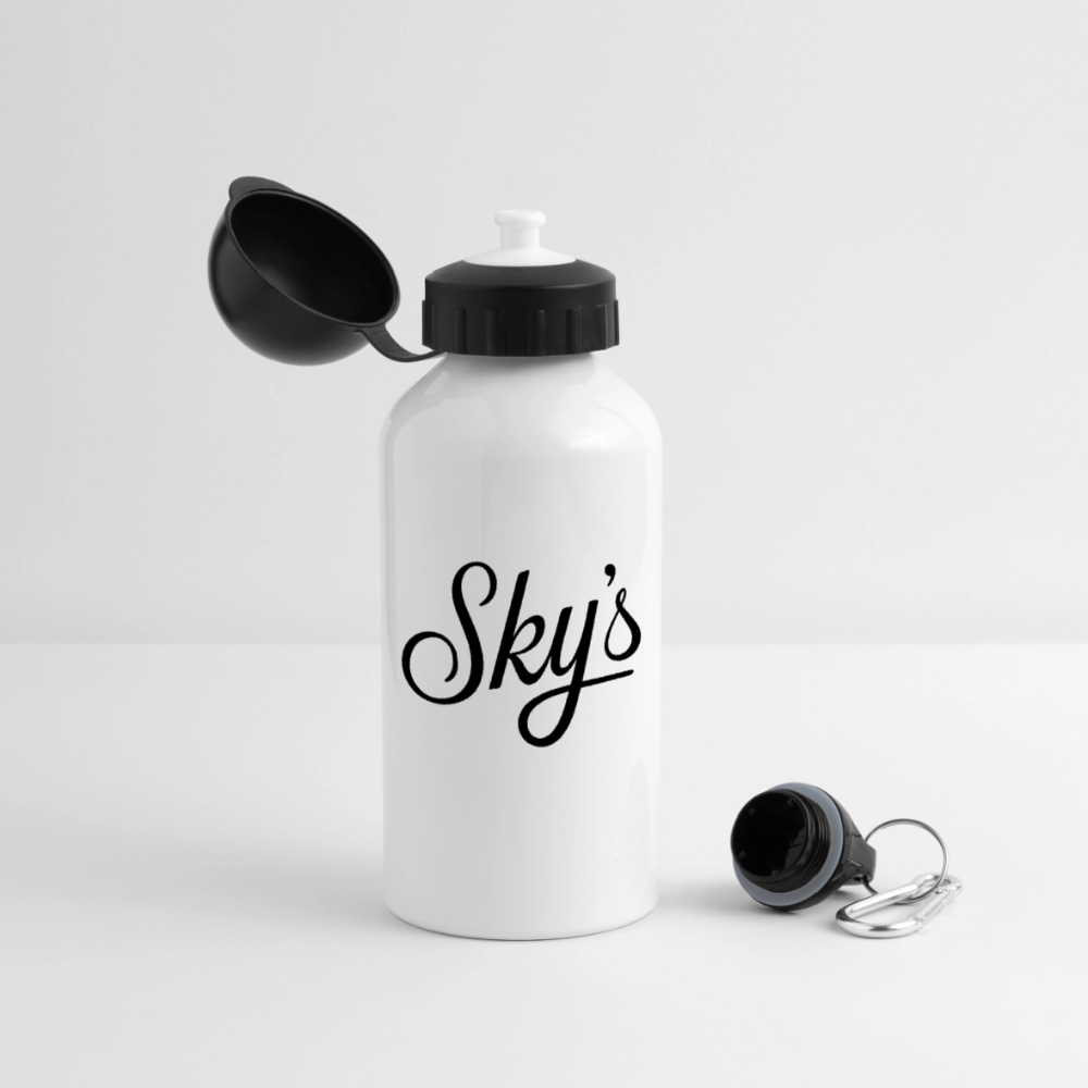 Gourde à simple paroi blanche de 500 ml avec bouchon à vis étanche et bouchon avec couvercle noir, design Sky's.