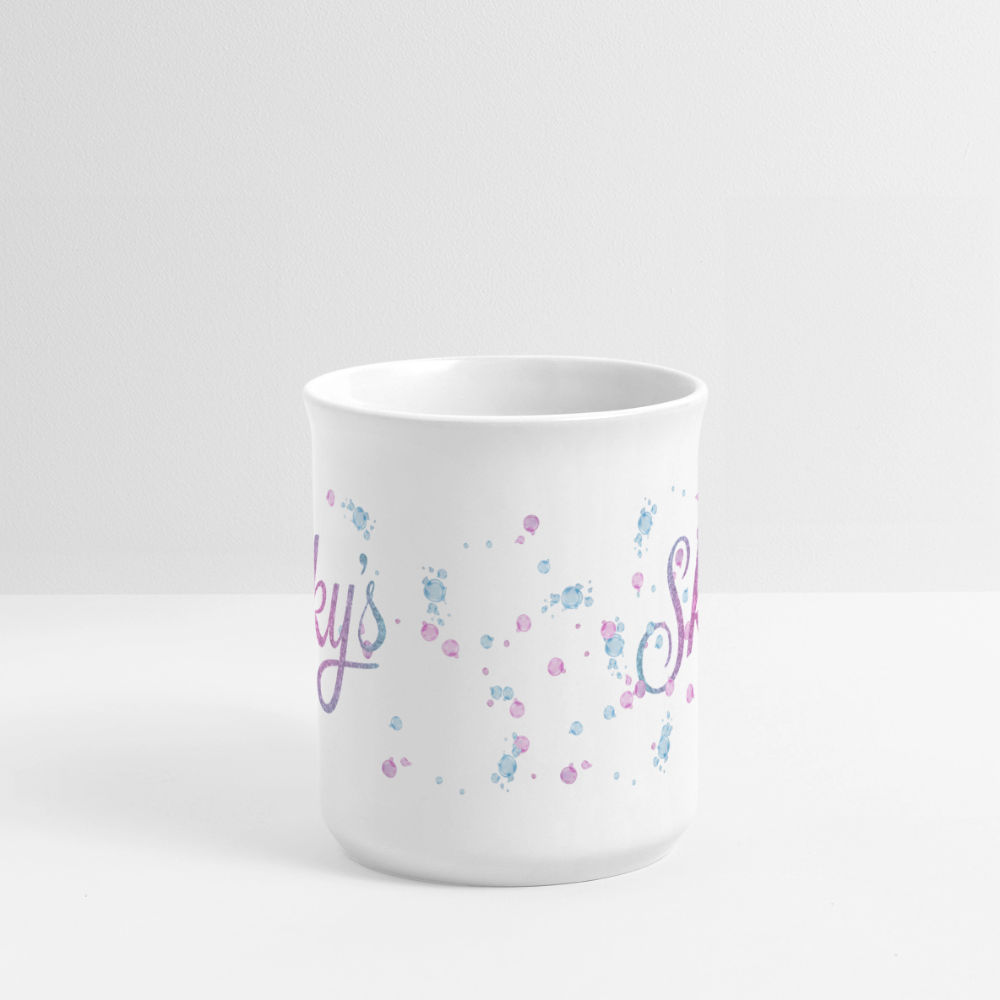 Mug Sky's en céramique blanche résistante avec anse originale et décoration colorée, 280 ml, lavable au lave-vaisselle.