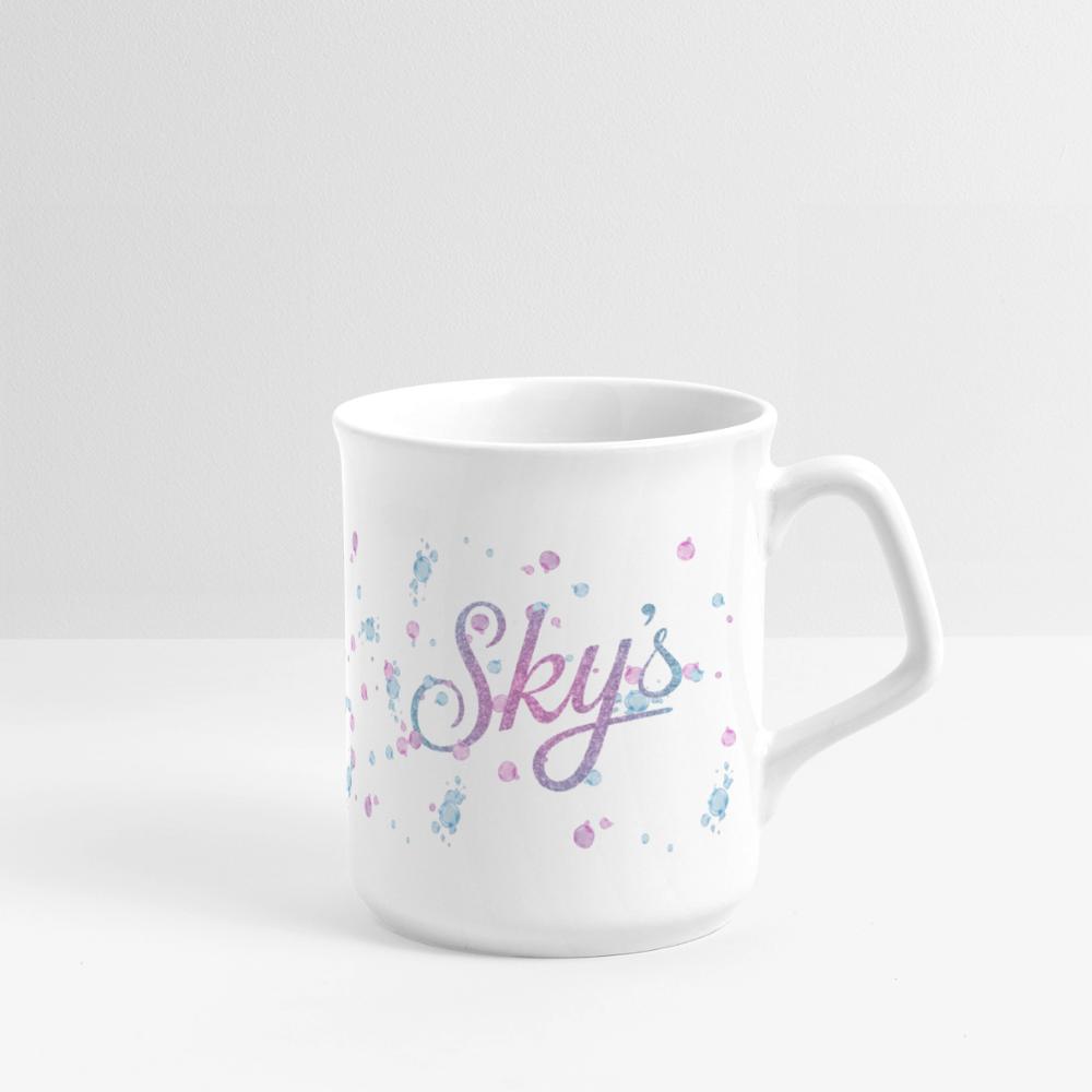 Mug Sky's en céramique blanche 280 ml avec anse originale et design coloré, résistant et lavable au lave-vaisselle