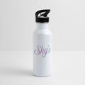 Gourde aluminium Sky's original blanche 600 ml avec bouchon pipette et mousqueton pour activités plein air