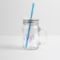 Bocal en verre transparent Sky's bokiz avec anse, couvercle à vis et paille réutilisable bleue, 400 ml.