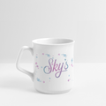 Mug Sky's en céramique blanche résistante, 280 ml, avec anse originale et design coloré.